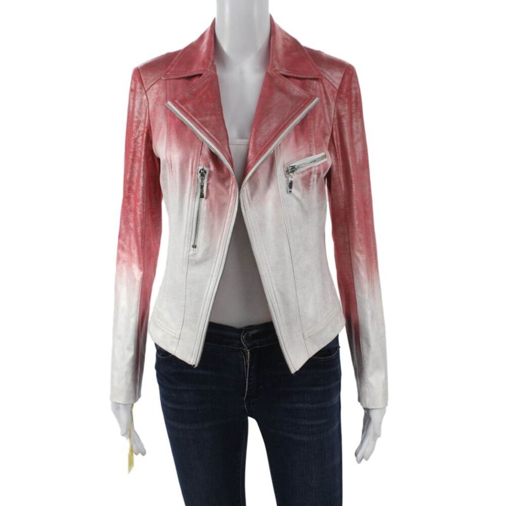 Insight Womens Red Ombre Motorcycle Jacket Zip Size 10